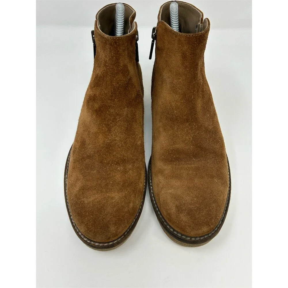 Italeau Foliana Womens Ankle Booties Cognac Brown Side Zip Waterproof Size 38.5